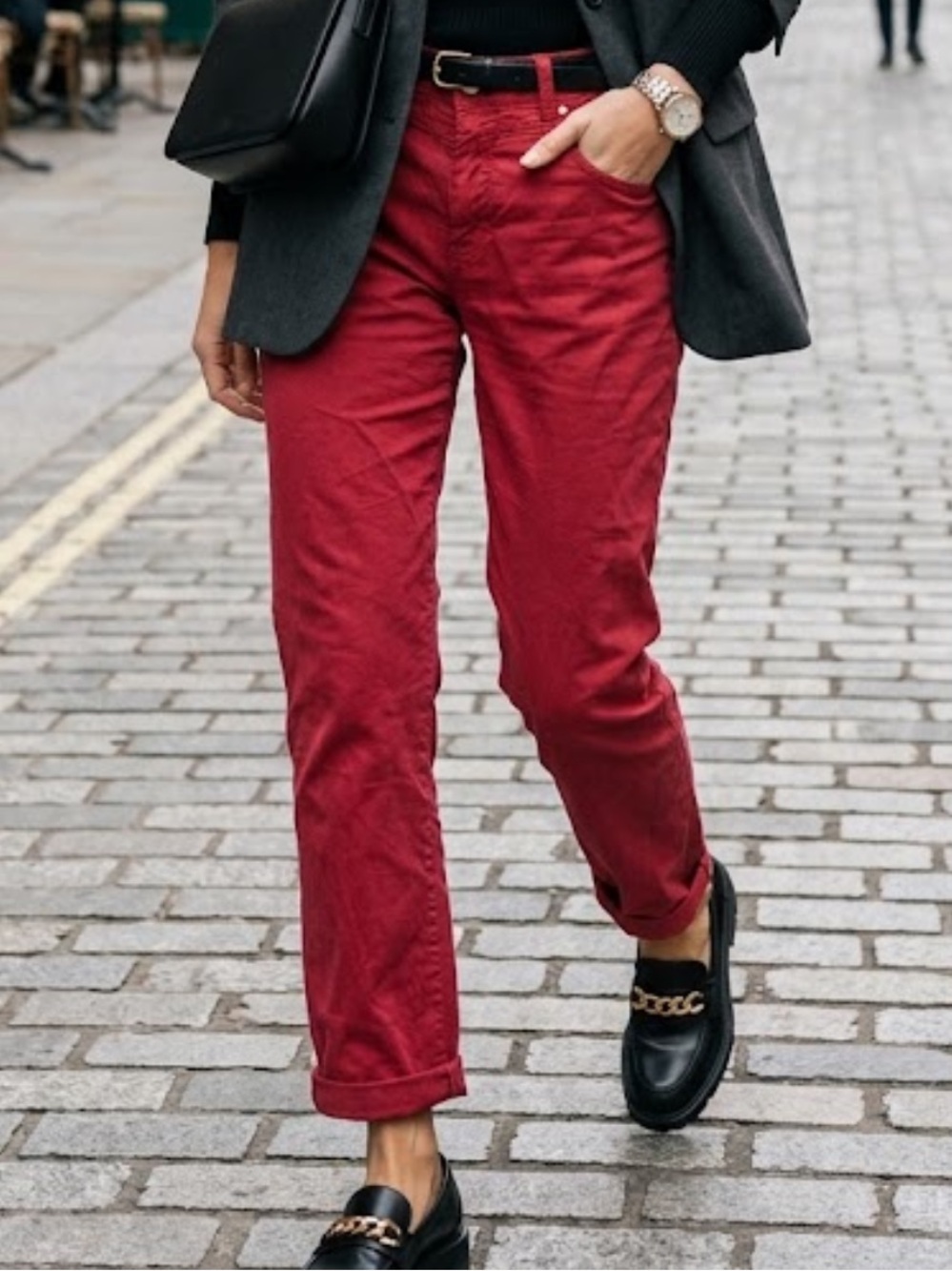 XCVI Vasco Crop Pants Raspberry Red Pink drawstring cuffed stretch chino pants S